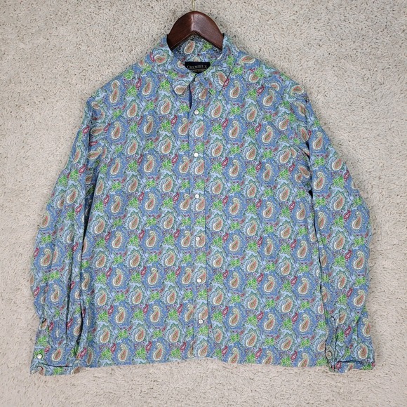Cremieux Shirt Men's Large Blue Paisley Pearl Snap Premium Denim Button Down L/S - Picture 2 of 12